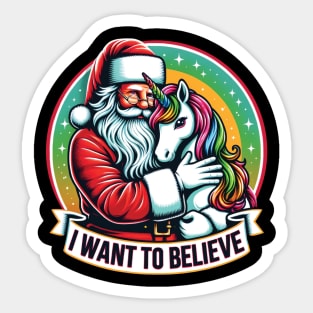 Santa and Unicorn Christmas gift Sticker